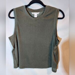 Athleta Olive Green Lightweight Cropped Muscle Tee